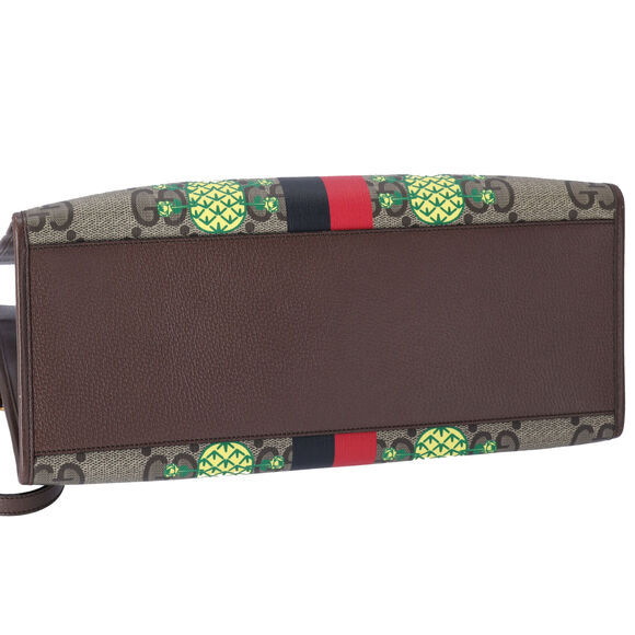 GUCCI Pineapple Tote Bag 659980 Brown Yellow Multi PVC Leather - Picture 6 of 7